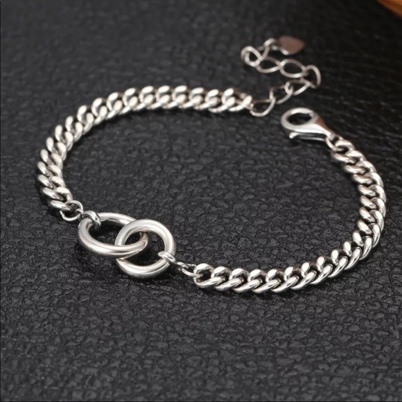 𝅺new Silver Double Circle Chain Bracelet - Picture 2 of 8